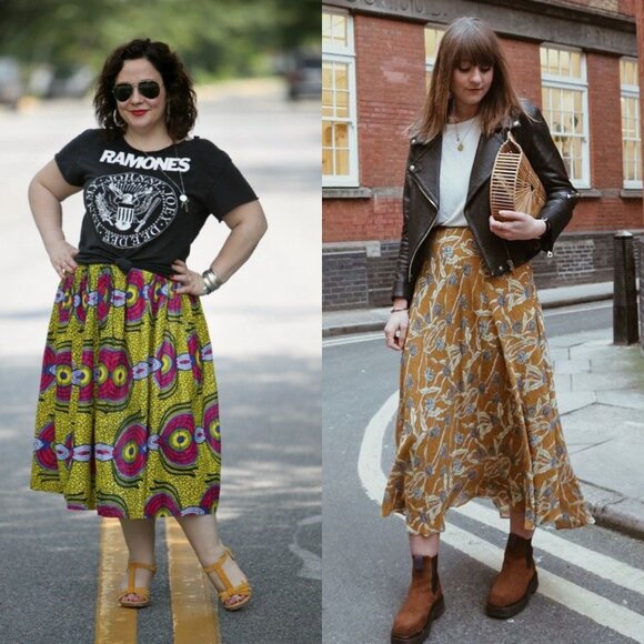 Anthropologie Echarpe scarf retro pleated pockets lavender midi skirt large - Picture 9 of 9